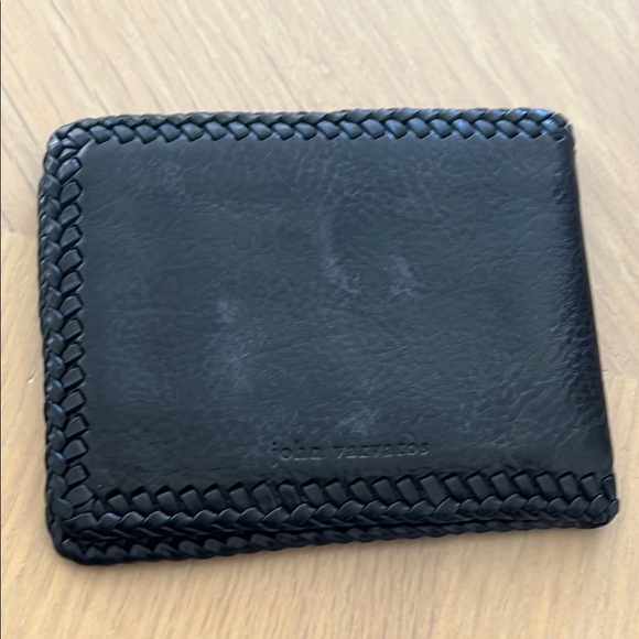 John Varvatos Black Braided Leather Card Holder - Picture 1 of 3